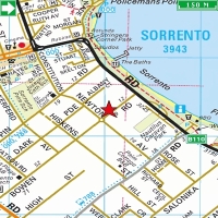 Sorrento Apartments are located at the red star